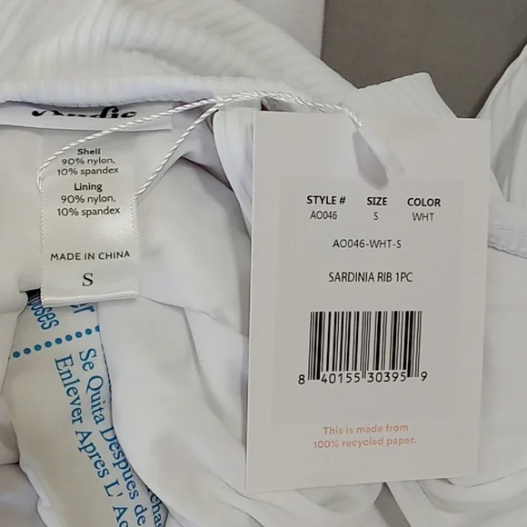 NEW Andie Bathing White Swimwear Women The Sardinia Ribbed One Piece Small - Picture 5 of 5